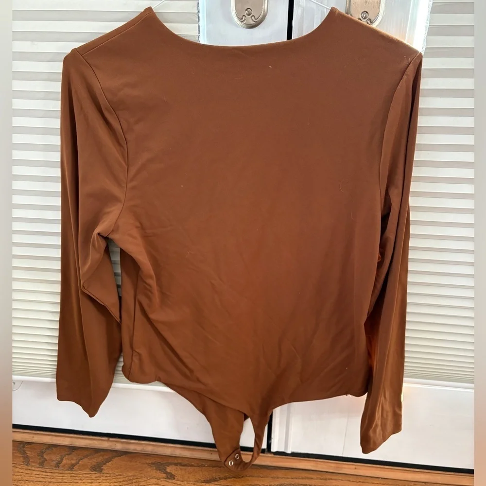 Nuuds Longsleeve Crewneck Bodysuit Brown Coffee Women’s XL - Picture 5 of 5